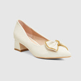Bow Block Heeled Pumps
